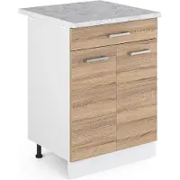 Vicco Mobiletto base per cucina R-Line Sonoma 60 cm con cassetto PL Marmo, Model 29715