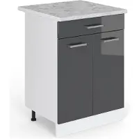 Vicco Mobiletto base per cucina R-Line Antracite lucido 60 cm con cassetto PL Marmo, Model 29243