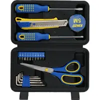 Kinzo Set di utensili manuali da 21 pezzi, nero: set di utensili, cacciaviti, pinze, martello, chiavi inglesi, per riparazioni, fai da te, uso domestico, multiuso, portatile