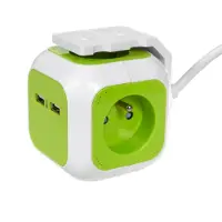 Greenblue MagicCube presa quadrupla, 2 ingressi USB 1,4 m VerdeBlu GB118