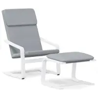 Syfax Poltrona Relax con Poggiapiedi Grigio Chiaro in Tessuto
