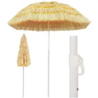 Syfax Ombrellone da Spiaggia Naturale 180 cm in Stile Hawaiano