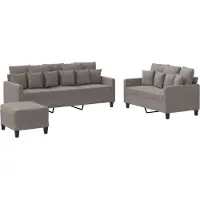 vidaXL Set di divani 3 pezzi con cuscini in tessuto Taupe