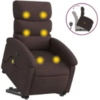 Syfax Poltrona Alzapersona Massaggi Reclinabile Marrone Scuro Tessuto