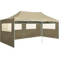 Syfax Gazebo Professionale Pieghevole con 4 Pareti 3x6m Acciaio Crema