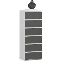 Akord Cassettiera Alta Bianco-Grigio Grafite 40X35X109 Cm