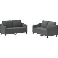 Syfax Set di Divani 2 pz con Cuscini Grigio Scuro in Tessuto
