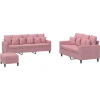 vidaXL Set divano 3 pezzi con cuscini in velluto rosa