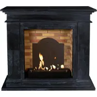 Xaralyn Caminetto a etanolo - Kos BME-SBU - pietra naturale nera - riscaldamento a 3 kW - caminetto da incasso incluso - caminetto decorativo