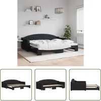 The Living Store letto da giorno allungabile nero 90x200 cm in tessuto