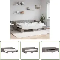 The Living Store Letto da giorno allungabile con materassi Taupe 80x200 cm in tessuto