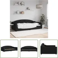 The Living Store Letto da giorno nero 100x200 cm in tessuto