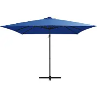 Syfax Ombrellone a Sbalzo con LED e Palo in Acciaio 250x250cm Azzurro