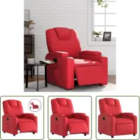 The Living Store Recliner elettrico rosso in ecopelle