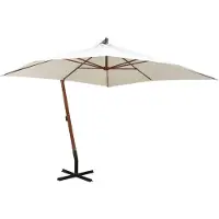 Syfax Ombrellone Pensile 300x300 cm Palo in Legno Bianco