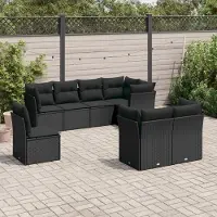 Prolenta Maison Exclusive - Set Divani da Giardino con Cuscini 8 pz Nero in Polyrattan