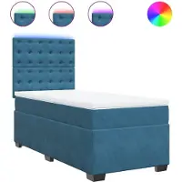Syfax Giroletto a Molle con Materasso Blu 100x200 cm in Velluto