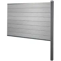 Mendler Schermo privacy in WPC Sarthe, recinzione frangivento, palo in WPC da inserire nel calcestruzzo ~ elemento di prolunga, 188 cm grigio