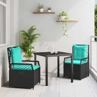 Prolenta Maison Exclusive - Set da pranzo per esterno, 3 pezzi, in rattan sintetico nero
