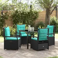 Prolenta Maison Exclusive - Set da pranzo per esterno, 5 pezzi, in rattan sintetico nero