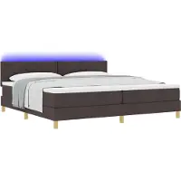 Syfax Letto a Sorgente LED Marrone Scuro 200 x 200 cm Tessuto