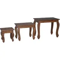 Syfax Tavolo Nesting 3 pz Marrone Legno massello di mogano