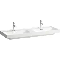 Laufen MEDA lavabo double, encastrable, 1300x460mm, 3 trous de robinetterie par vasque, avec trop-plein, H8141127571081, H8141127571081