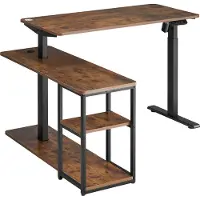 Ergoofficeeu Scrivania elettrica regolabile in altezza, altezza massima 121 cm, peso massimo 70 kg, con piano d'appoggio, marrone rustico, ER-450