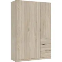 Dmora Guardaroba 3 Ante Ade 52x135 cm Marrone Rovere, Appendiabiti 3 Ante