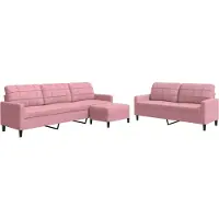 Syfax Set di Divani 3 pz con Cuscini rosa in Velluto