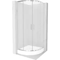 Mexen Rio cabina doccia semicircolare 90 x 90 cm, smerigliato, cromo + piatto doccia Rio, bianco - 863-090-090-01-30-4710