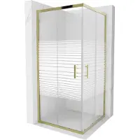 Mexen Rio cabina doccia quadrata 90 x 90 cm, fasce bianche, oro - 860-090-090-50-20
