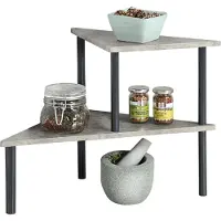 AC-DÉCO Scaffale da cucina Scaffale da cucina ad angolo con 2 livelli - Aspetto concreto - 53 x 38 x 38 cm -  - Scaffale in metallo e cartone laccato - 27811