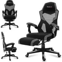 Huzaro Sedia da gioco Combat 3.1 grigia con poggiapiedi, FlexiBack inclinazione 135°, ergonomica, traspirante, poggiatesta, braccioli, fino a 150 kg, regolabile