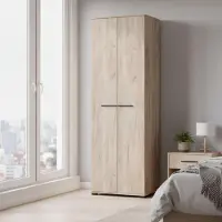 Dmora Guardaroba 2 Ante Pinasca 68x195h cm Marrone Rovere Nodi, un Ripiano Appendiabiti