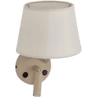 TK Lighting Applique Maja, sabbia, tessuto, lampada da lettura, altezza 25 cm