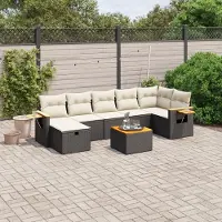 Prolenta Maison Exclusive - Set Divani da Giardino con Cuscini 8 pz Nero in Polyrattan
