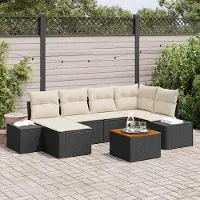 Prolenta Maison Exclusive - Set da giardino composto da 7 pezzi, divano, colori: nero e bianco