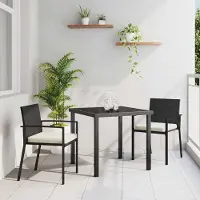 Prolenta Maison Exclusive - Set da giardino per esterni, composto da 3 pezzi, in acciaio verniciato a polvere di colore nero