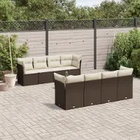Prolenta Maison Exclusive - Set Divani da Giardino 9pz con Cuscini Marrone in Polyrattan