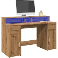 Prolenta Maison Exclusive - Scrivania con Luci LED Rovere 140x55x91 cm in Legno Multistrato