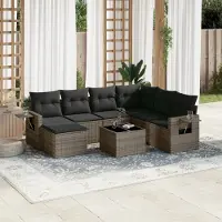Prolenta Maison Exclusive - Set da giardino 8 pezzi con cuscini grigio in polyrattan