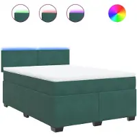 Syfax Giroletto a Molle con Materasso Verde Scuro 140x200 cm Velluto