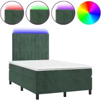 Syfax Letto a Molle con Materasso e LED Verde Scuro 120x190cm Velluto