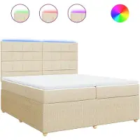 Syfax Giroletto a Molle con Materasso Crema 200x200 cm in Tessuto