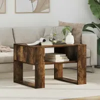 Prolenta Maison Exclusive - Tavolino da caffè in legno impiallacciato noce, dimensioni 66 x 53 x 45 cm