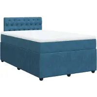 Syfax Giroletto a Molle con Materasso Blu 120x190 cm in Velluto