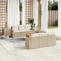 Prolenta Maison Exclusive - Set Divani da Giardino 7 pz con Cuscini Beige in Polyrattan