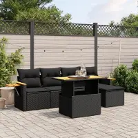 Prolenta Maison Exclusive - Set Divano da Giardino 6 pz con Cuscini Nero in Polyrattan