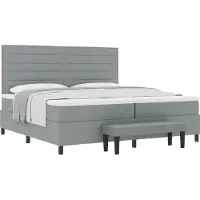 vidaXL Letto a molle con testiera grigio chiaro 200 x 200 cm in tessuto